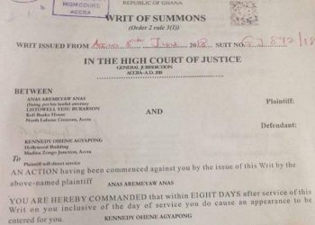 Anas sues Ken Agyapong.