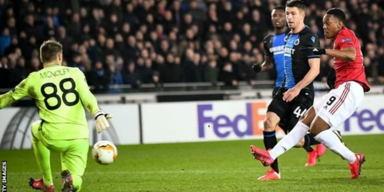 Martial earns Man Utd first-leg draw at Club Bruges