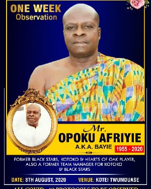 Opoku Afriyie’s one-week observation to be held on August 8