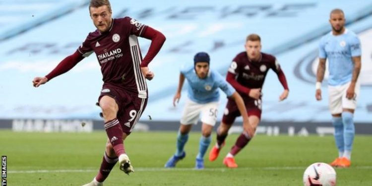 Vardy hits hat-trick as Leicester put five past Man City