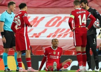 Liverpool’s Fabinho injured in Midtjylland win