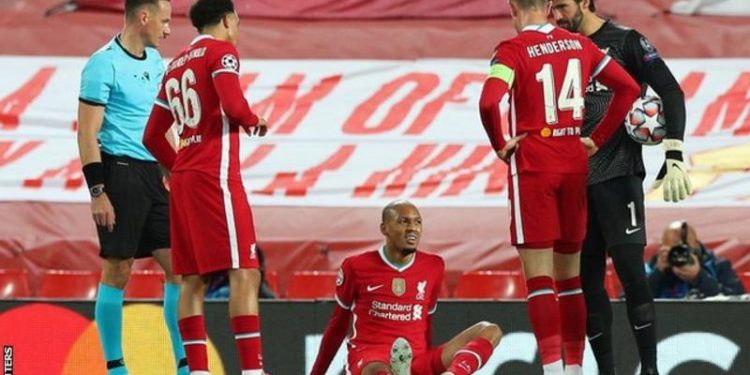 Liverpool’s Fabinho injured in Midtjylland win