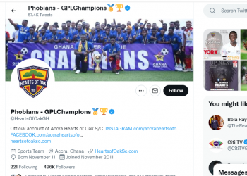 Hearts of Oak yet to change Twitter header, display name from GPL Champions after losing league title to Kotoko