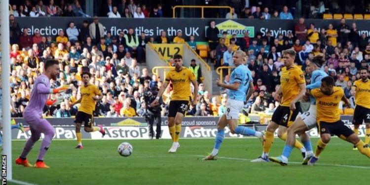 Haaland scores again as 10-man Wolves lose to Man City