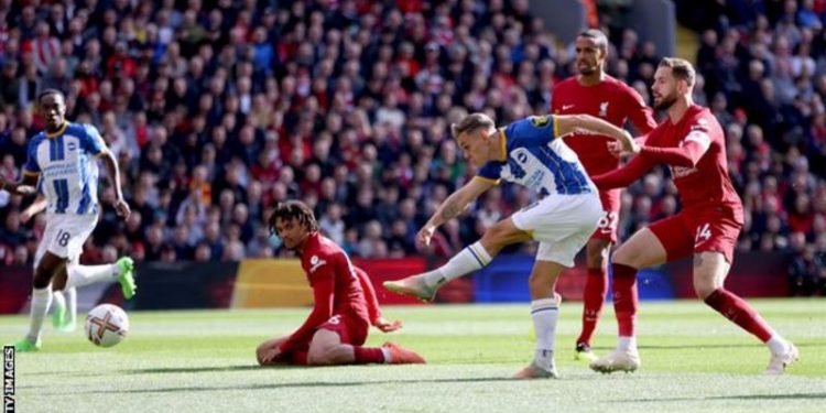 Trossard hat-trick for Brighton denies Liverpool win