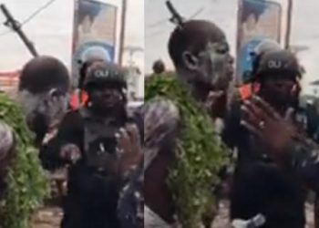 Man dressed as Traditional Priest storms Nima to stop demolishing exercise, ends up being ‘arrested’