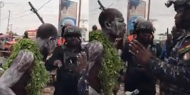 Man dressed as Traditional Priest storms Nima to stop demolishing exercise, ends up being ‘arrested’