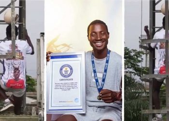 Nigerian freestyler sets World Record for climbing ladder with football on his head