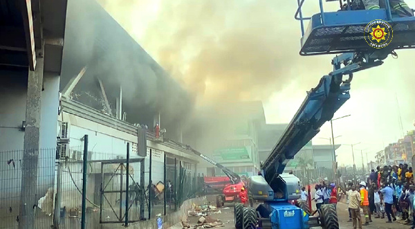Portions of Kumasi Central Market in flames
