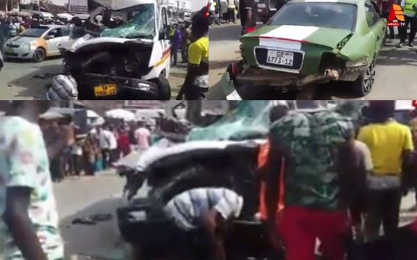 Ghastly scenes as car falls off Kasoa flyover, severely injuring soldier, 5 others